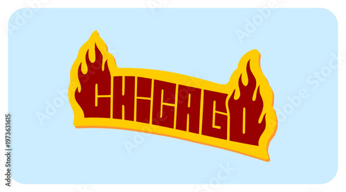 Chicago USA Written in Bold Graffiti Tag Sticker Style with Urban Block Lettering for Streetwear and Travel Souvenir Design