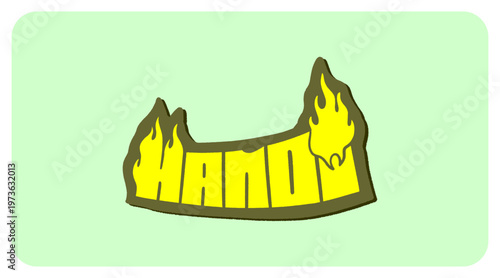 Hanoi Vietnam Written in Bold Graffiti Tag Sticker Style with Urban Block Lettering for Streetwear and Travel Souvenir Design