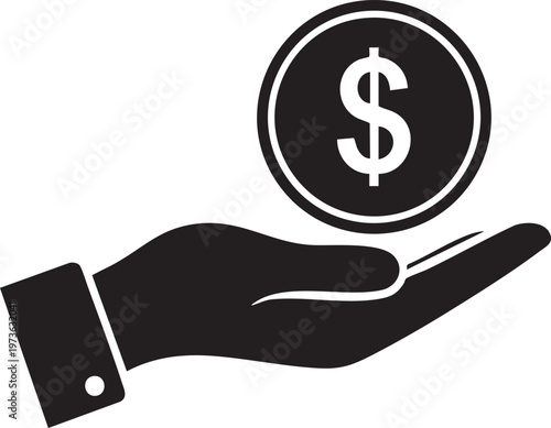 Financial growth, investment, money hand icon, dollar sign symbol, business finance vector