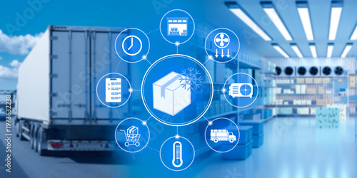 Bild auf Leinwand Cold storage logistics, refrigerated transport