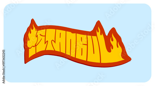 Istanbul Turkey Written in Bold Graffiti Tag Sticker Style with Urban Block Lettering for Streetwear and Travel Souvenir Design