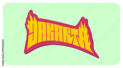Jakarta Indonesia Written in Bold Graffiti Tag Sticker Style with Urban Block Lettering for Streetwear and Travel Souvenir Design