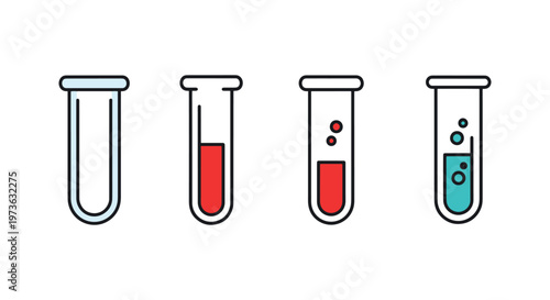 Test Tube Line art vector set creative abstract color design
