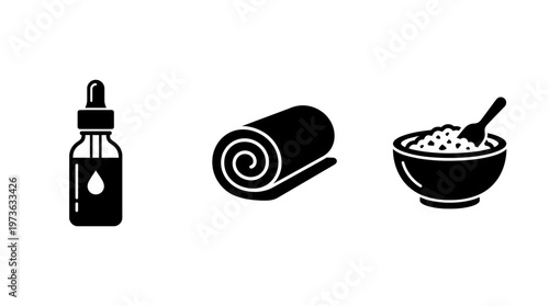 Wellness and relaxation spa icons set