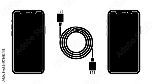 Smartphone connection with data cable