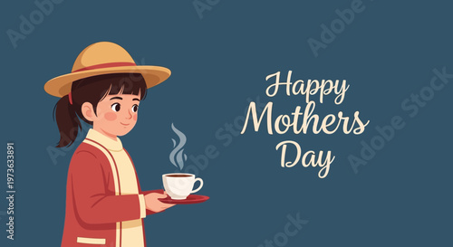 Woman in red jacket holding coffee.