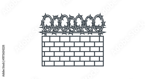 barbed wire wall security barrier icon illustrating restriction and confinement concept ideal for topics like borders or protection