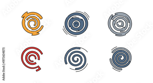 Storm Spiral Line art vector abstract minimal colorful