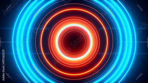 Digital circular neon light abstract background