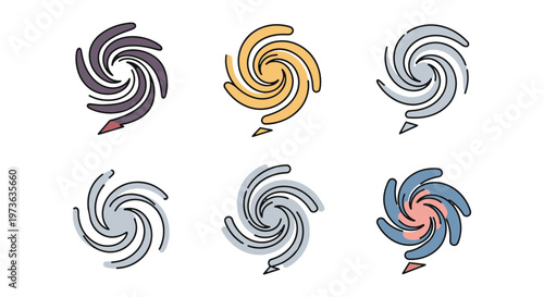 Storm Swirl Line art vector clean colorful abstract