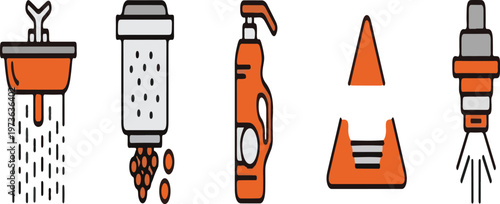 Orange and gray water recycling system symbols conservation