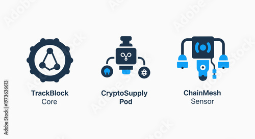 Blockchain technology and cryptocurrency icons