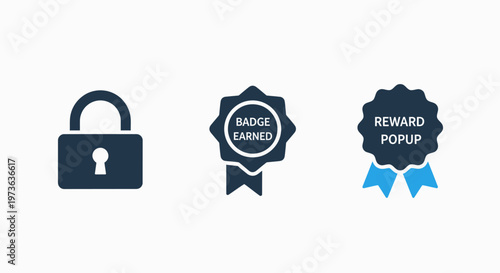 Security lock, badge, and reward icons