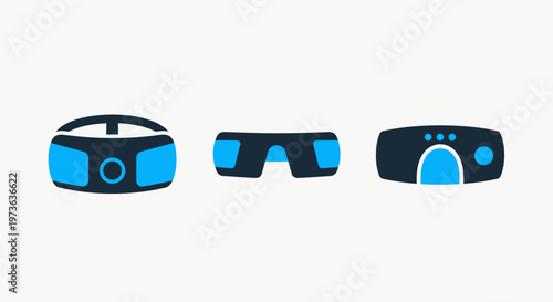 Icons for virtual reality headset and augmented reality glasses
