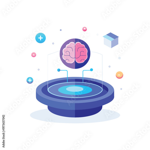 Digital brain concept with technology elements symbolizing artificial intelligence and advanced thinking processes.