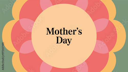 Mother's Day floral greeting card with retro pastel flower design and elegant typography