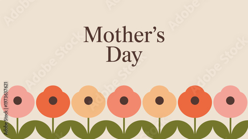 Minimalist Mother's Day Floral Greeting Card with Pastel Flowers and Elegant Typography