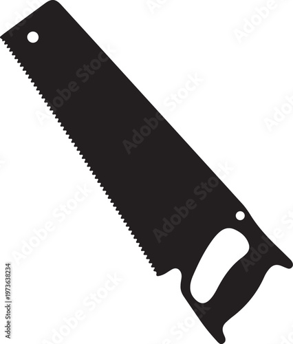 Black Silhouette of a Hand Saw Isolated on White Background
