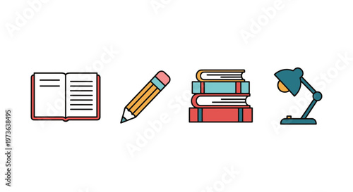 study writing kit Line art creative abstract decorative vector