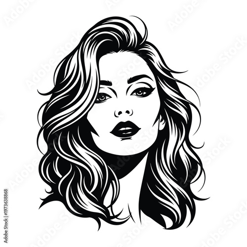 Portrait of a beautiful woman with wavy hair