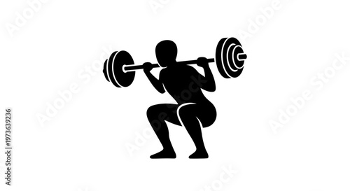 Silhouette of a person performing a barbell squat exercise.