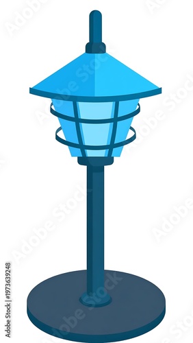 Blue outdoor lamp post light.