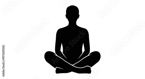 Silhouette of a person sitting in a meditative crosslegged pose.