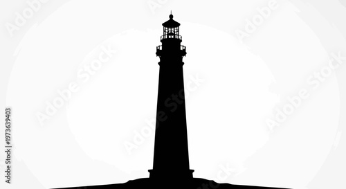 Silhouette of a tall lighthouse tower.