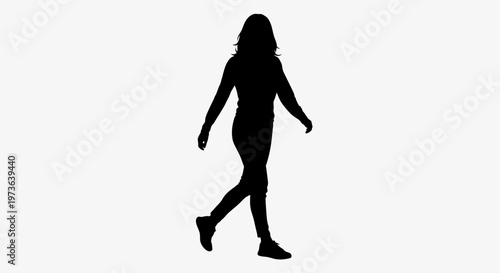 Silhouette of a walking woman.