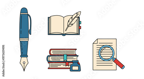 study writing kit Line art creative abstract vector