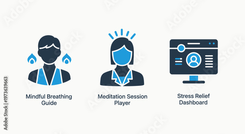 Mental wellness and health dashboard icons with graphic resources