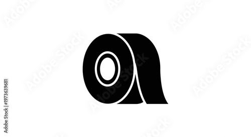 Simple black and white icon of a roll of adhesive tape.
