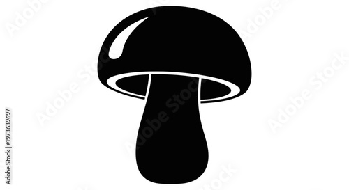 Simple Black and White Mushroom Silhouette Illustration.