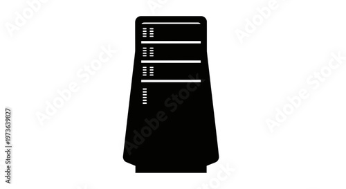 Sleek black server tower for data processing and network infrastructure.
