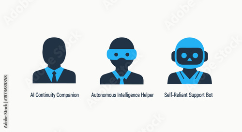 Contact center agent, autonomous voice helper, self service bot icons