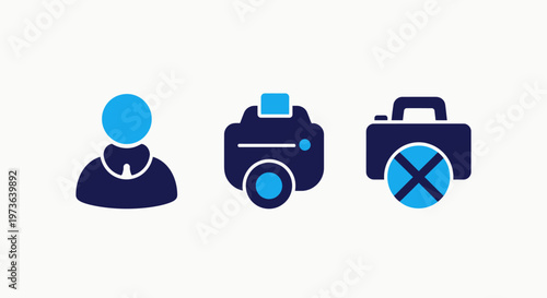 Icons for user management, camera, and restricted access