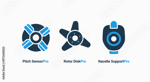Drone and aircraft components icons: pitch sensor, rotor, and missile support