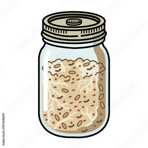 Spawn Jar Mycelium Growth Illustration