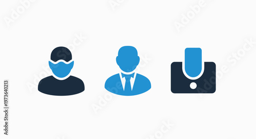 User profiles, business professionals, and financial document management icons
