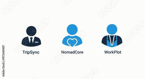 Abstract business user profile icons representing professional roles and customer care services