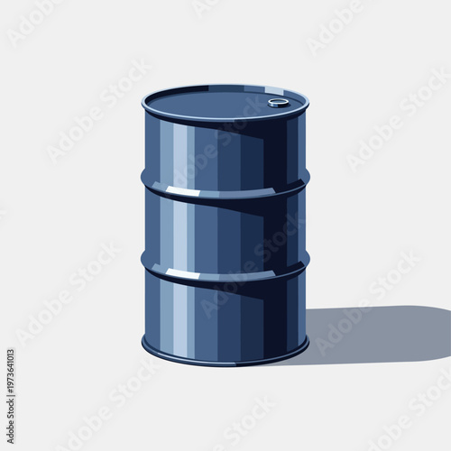 blue oil barrel illustration casting a subtle shadow representing industrial fuel storage global energy and crude oil trade concepts