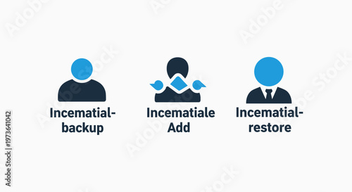 User profile management icons for incremental backup addition and data restoration systems