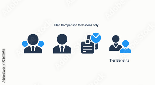 Professional employee tiers and corporate benefits management icons