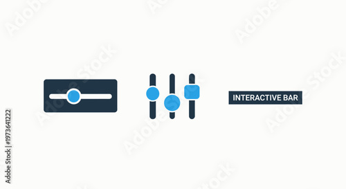 User interface design elements featuring interactive sliders and adjustment bars for controlling settings, volume, or brightness in digital applications and software