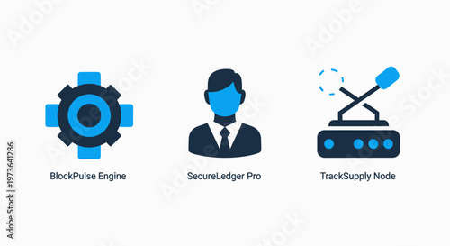 Minimalist business and technology icon set including AI engine administrator user profile and intelligent mode hardware controller