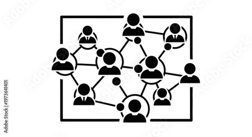 Network of connected people icons.