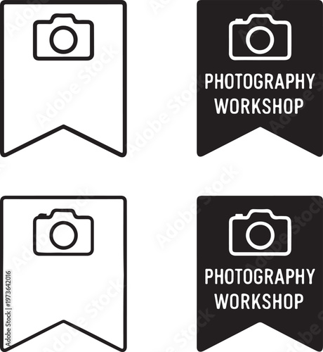 Isolated Photography Workshop Banner Design, Photography Workshop Banner Design icon, Photography Workshop Banner Design vector, training promotion design, creative class banner, education concept