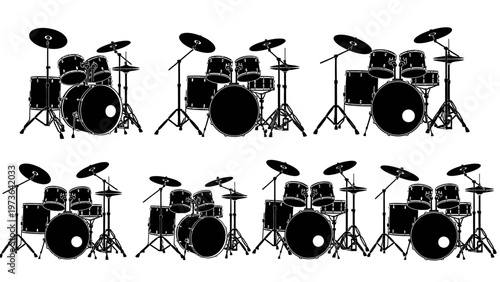 Drum Kit Silhouette Collection - Musical Instrument Set