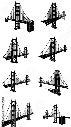 Golden Gate Bridge Silhouettes: Multiple Angles and Perspectives
