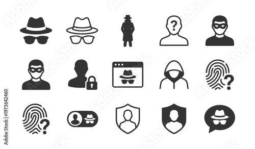 Incognito mode icons show masked figures and web protection symbols detailing internet security and private browsing options